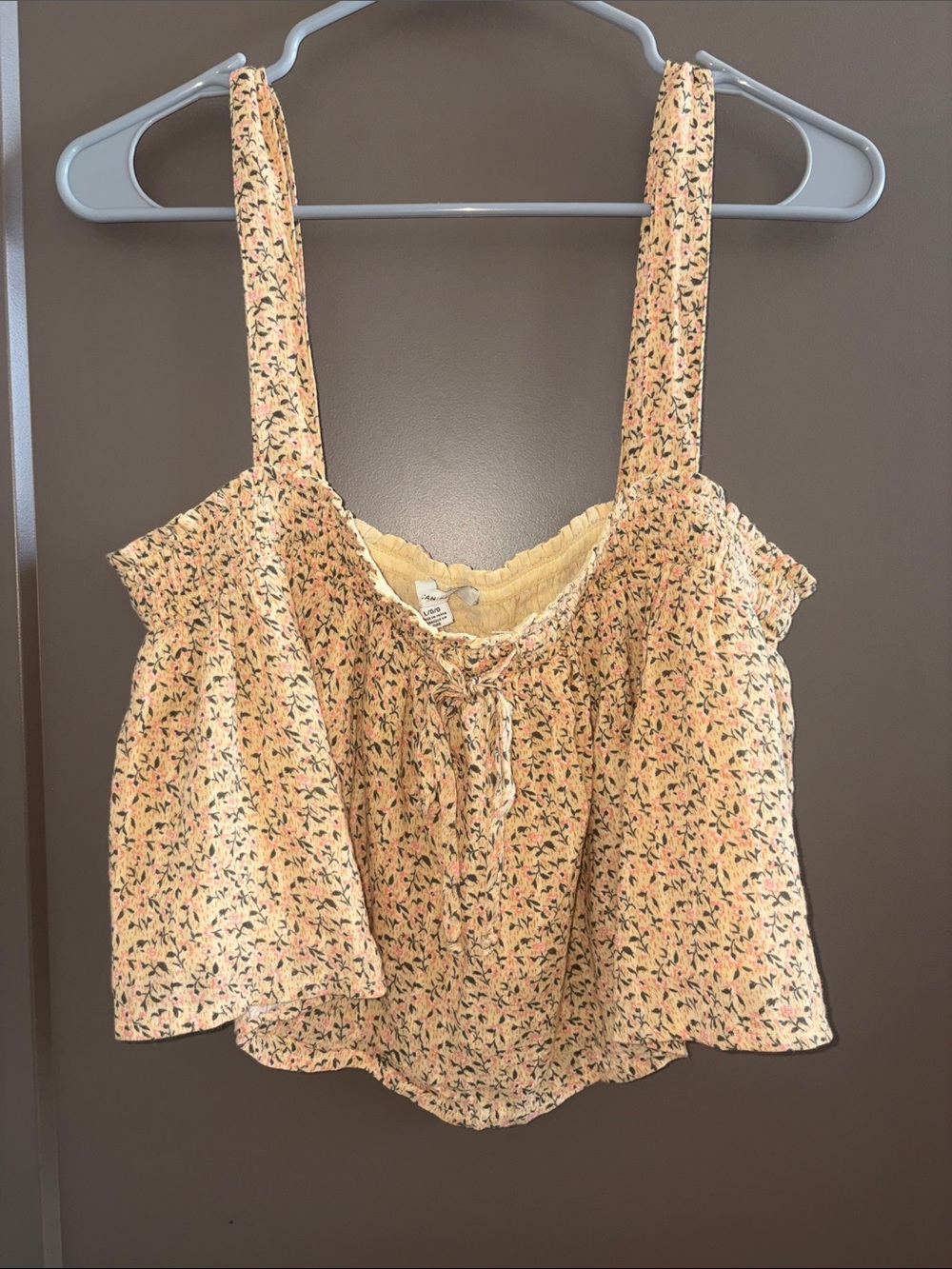 American Eagle Floral Peasant Crop Tank Top